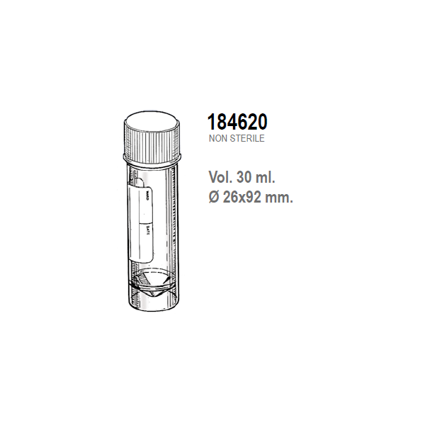 Contenitori per campioni biologici in Polipropilene ml. 30 (26x92 mm.) conf. 400