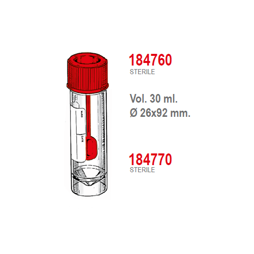 Contenitori sterili per feci in Polipropilene ml. 30 (26x92 mm.) conf. 300 singola