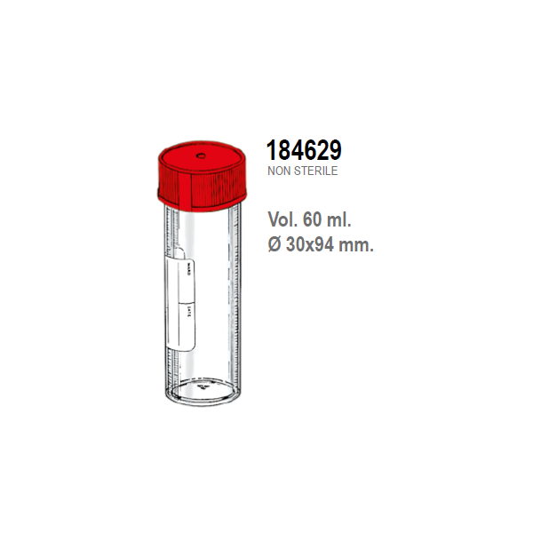 Contenitori per campioni biologici in Polipropilene ml. 60 (30x94 mm.) conf. 300