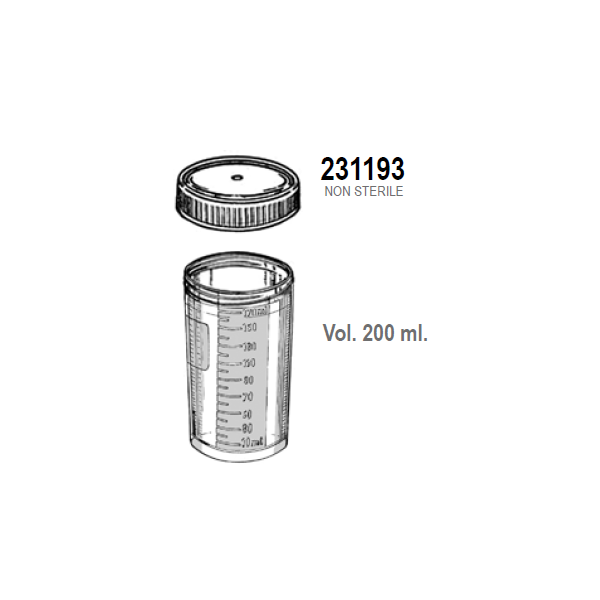 Contenitori per urina in Polipropilene ml. 200 (graduato a fino a 170 ml.) conf. 400