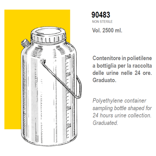 CONTENITORE URINE 24 ORE - Bottiglia da 2500ml - Conf. 30pz