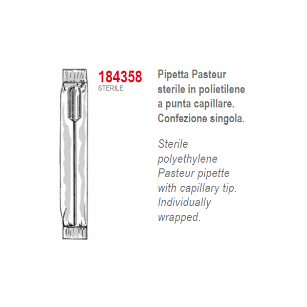 Pipette Pasteur in PE non graduata - confezione da 1000 - sterili singole