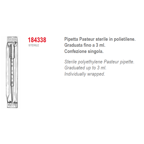 Pipette Pasteur in PE graduata fino a 3 ml. - confezione da 1000 - sterili singole