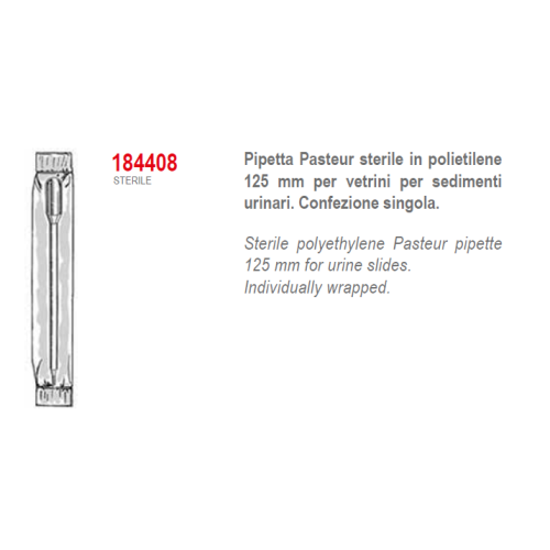 Pipette Pasteur in PE non graduata - confezione da 1000 - sterili singole - per sedimenti urinari