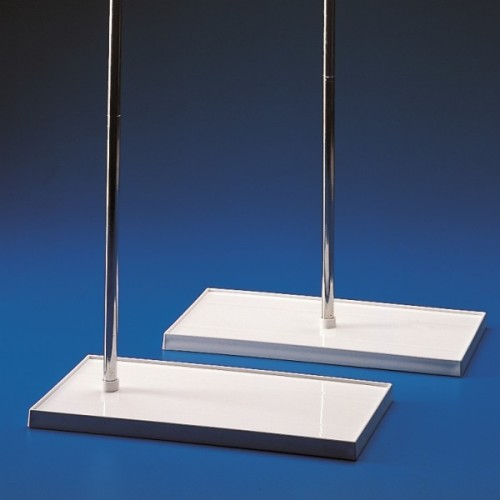 Sostegno rettangolare in PP 290 x 147 mm. con foro centrale e 2 aste componibili da 25 cm.