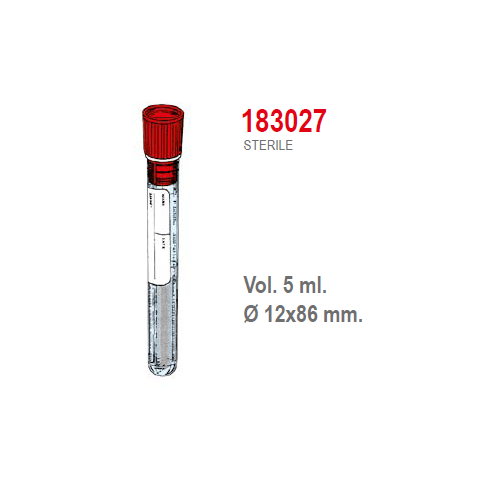 Provetta sekurplast con tappo a pressione ed etichetta - 12x86 mm. - 5 ml. - confezione da 1000 sterili