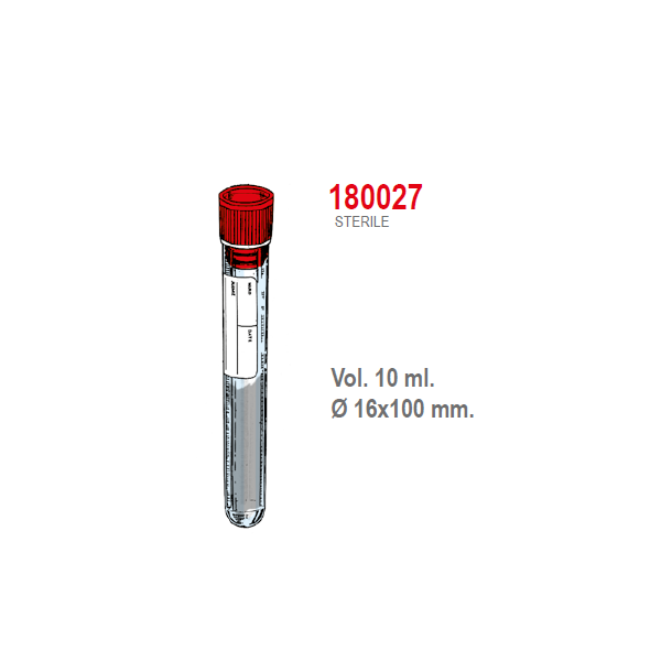 Provetta sekurplast con tappo a pressione ed etichetta - 16x100 mm. - 10 ml. - confezione da 1000 sterili