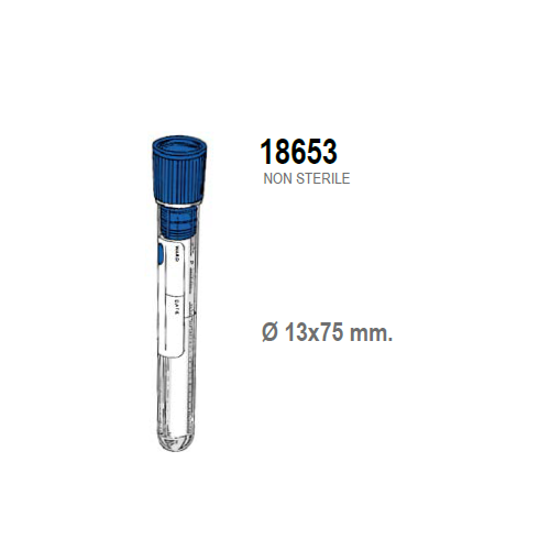 Provetta litio eparina con tappo blu ed etichetta - 13x75 mm. - 3 ml. - confezione da 1000