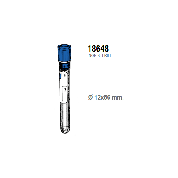 Provetta litio eparina con tappo blu ed etichetta - 12x86 mm. - 5 ml. - confezione da 1000