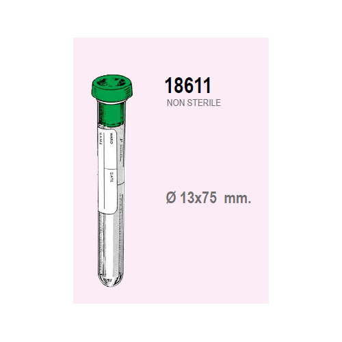 Provetta Emoplastik con 0,3 ml. di sodio citrato - tappo verde perforabile - 13x75 mm. - 3 ml. - confezione da 1000