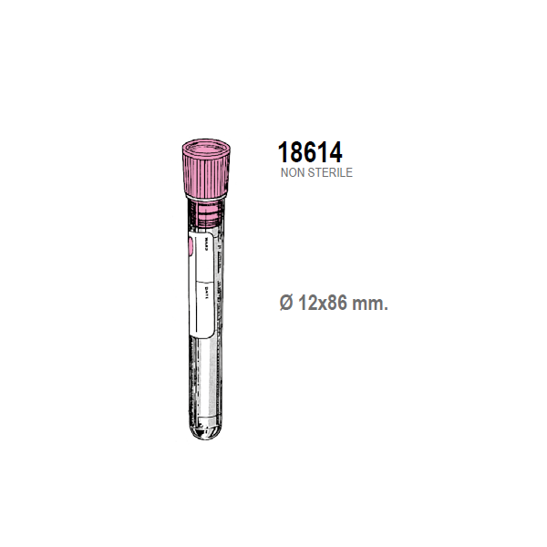 Provetta con 0,25 ml. di sodio citrato - tappo rosa - 12x86 mm. - confezione da 1000