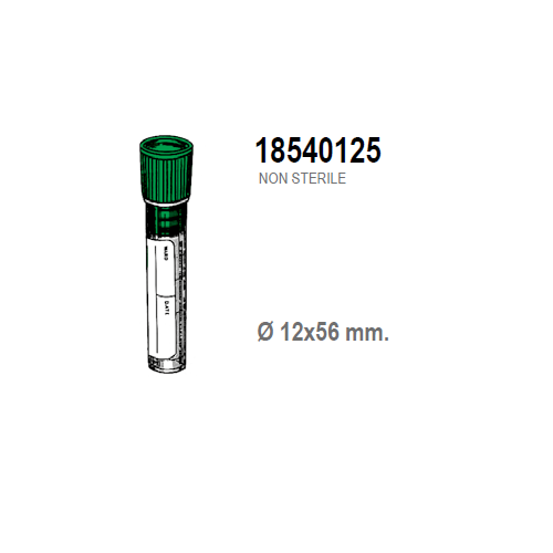 Provetta con K3 EDTA - tappo verde - 12x56 mm. - 1 ml. - confezione da 1500