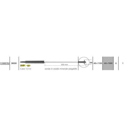 Sonda termocoppia tipo K - 3K650 (liquidi / aria -60 +1100°C)