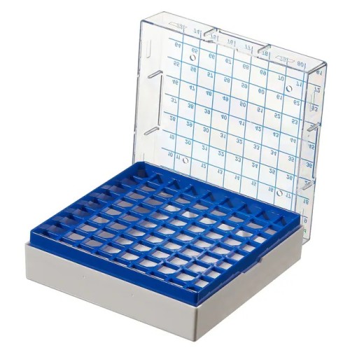 Rack per cryovials da 1 e 2 ml. azzurro 100 posizioni