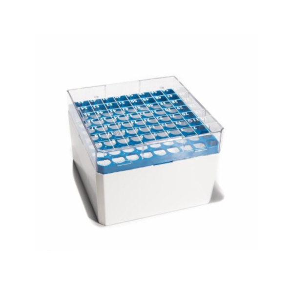 Rack per cryovials da 3, 4 e 5 ml. azzurro 81 posizioni