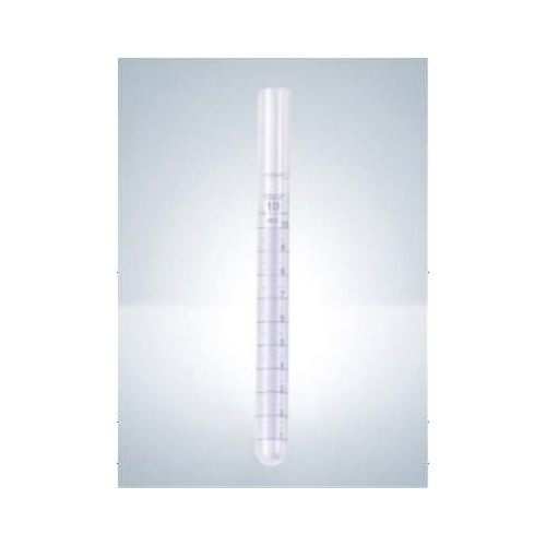 Provette in vetro borosilicato 25 x 200 mm. - capacità 50 ml. - fonto tondo e graduazione divisione 0,5 ml.