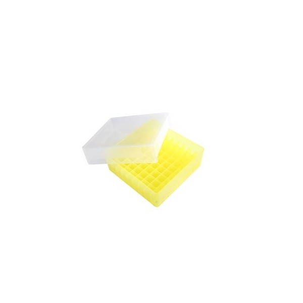 Scatole criogeniche in PP colore giallo 81 posti per microprovette da 1,5 / 2,0 ml.