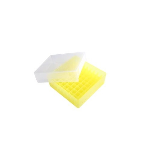 Scatole criogeniche in PP colore giallo 81 posti per microprovette da 1,5 / 2,0 ml.