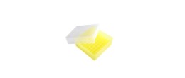 Scatole criogeniche in PP colore giallo 81 posti per microprovette da 1,5 / 2,0 ml.