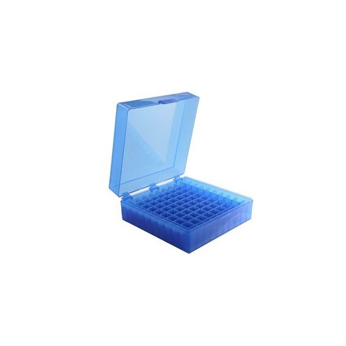 Scatole criogeniche in PP colore blu 100 posti per microprovette da 1,5 / 2,0 ml.