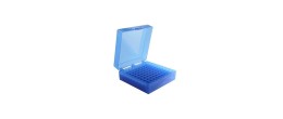 Scatole criogeniche in PP colore blu 100 posti per microprovette da 1,5 / 2,0 ml.