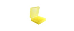 Scatole criogeniche in PP colore giallo 100 posti per microprovette da 1,5 / 2,0 ml.