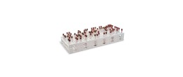 Portaprovette Mega Rack in PP bianco 216 posti per provette da 5 a 7 ml.